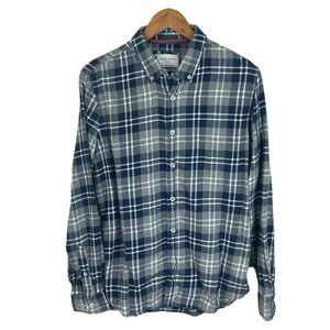 BF1214 Men’s Denim & Flower SLIM Fit Plaid Flannel Button Down Shirt L